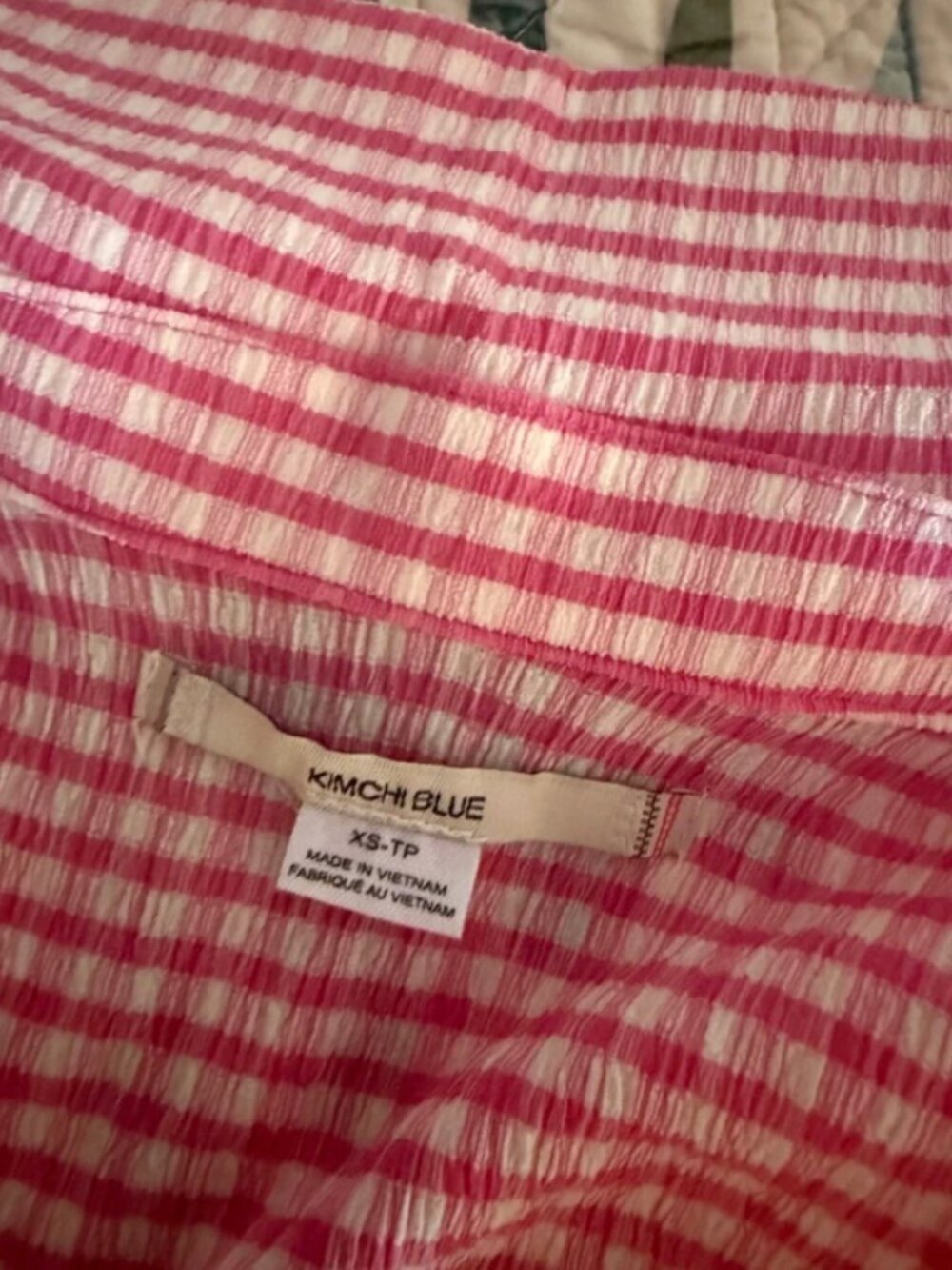 Kimchi Blue Pink and White Gingham Button-Up Blouse - Picture 2 of 3